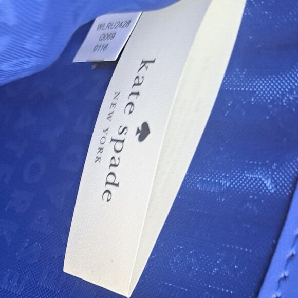Kate Spade New York Blue Pebbled Leather Trifold Logo Wallet Snap Closure NWT - Picture 3 of 14
